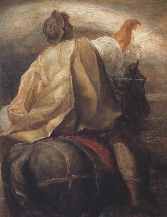george frederic watts,o.m.,r.a. The Rider on the Black Horse (mk37) oil painting picture